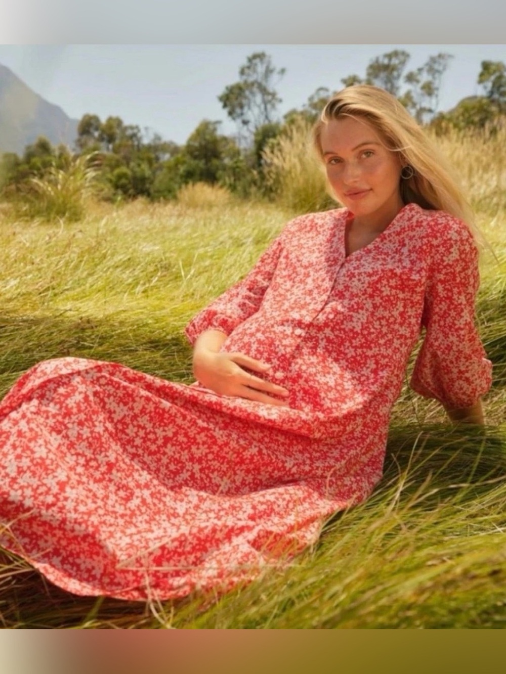 Hatch The Nines Coral Floral Maxi Dress Button Front Maternity EUC S #2637